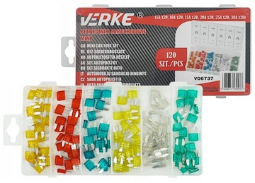 VERKE V06737 BEZPIECZNIKI SAMOCHODOWE PŁYTKOWE ZESTAW MINI MAXI 5-30A