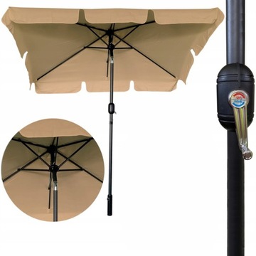 PARASOL OGRODOWY DUŻY SKŁADANY PROSTOKĄTNY 125x200cm Z FALBANĄ 6 SEGMENTOWY