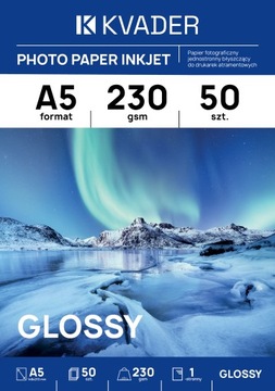 PAPIER 15x21 DO ZDJĘĆ FOTO A5 POŁYSK 230g 50szt do drukarki atramentowej