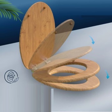 СИДЕНЬЕ ДЛЯ УНИТАЗА МЕДЛЕННО ЗАКРЫВАЮЩЕЕСЯ МДФ БАМБУК