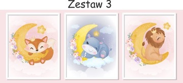 Zestaw 3 obrazki plakaty A3 BALON KRÓLIK SŁONIK ŻY