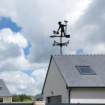 Металлический флюгер, черный, нержавеющая сталь, уличный ветер, ретро-фермер