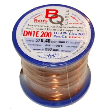 Drut nawojowy DN1E 200 ⌀ 0,40 mm Masa : 250g