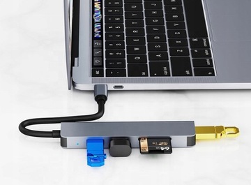 АДАПТЕР-концентратор 5 В 1 USB-C ТИПА USB 3.0 СЧИТЫВАТЕЛЬ SD / TF