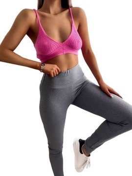 LEGGINSY PRĄŻKOWANE SPODNIE PRĄŻEK GETRY FITNE 5XL