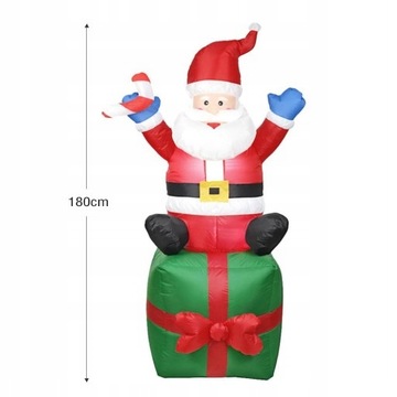 MIKOŁAJ DMUCHANY POMPOWANY ŚWIECĄCY OZDOBA 180cm