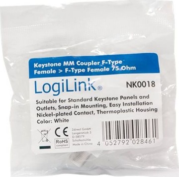 LogiLink LOGILINK NK0018 Соединитель Keystone FType «мама» FType «мама» 17 мм