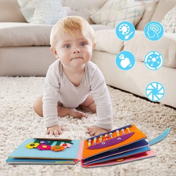 3D СЕНСОРНАЯ ОБРАЗОВАТЕЛЬНАЯ КНИГА НА 12 ТЕМ ИГРУШКА ИЗ ВОЙЛОВОЙ ТКАНИ