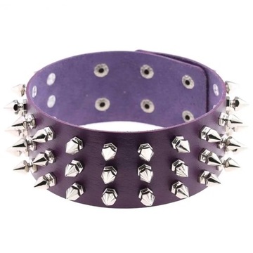 Hot Punk Rock Vintage Spike Rivets Wide Black Rose PU Leather Torques