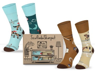 Komplet kolorowych skarpetek jeździeckich pudełko