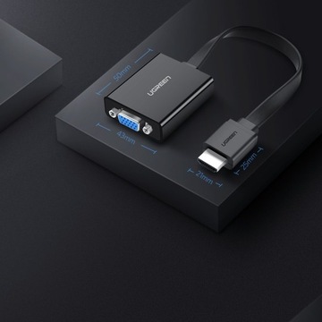 АДАПТЕР UGREEN АДАПТЕР HDMI НА VGA РАЗЪЕМ MICRO USB MINIJACK 3,5 ММ