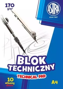 BLOK TECHNICZNY A4, BIAŁY