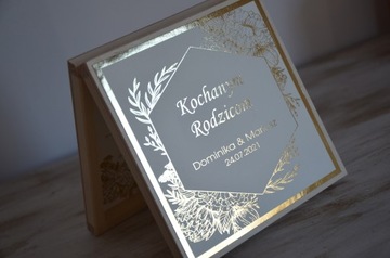 Приглашение на свадьбу для родителей в коробке ЗОЛОТО 32