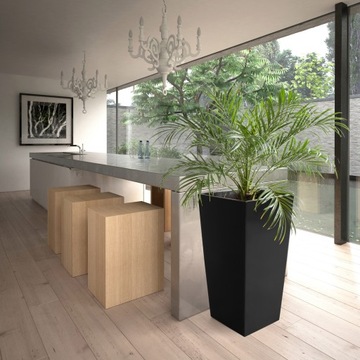 НАБОР 3 ЦВЕТОЧНЫХ ГОРШКА АНТРАЦИТОВЫЙ МАТОВЫЙ САДОВЫЙ ПОДСТАВКА ДЛЯ ЦВЕТОВ + 3 ВСТАВКИ