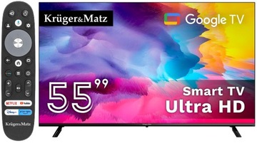 TELEWIZOR LED UHD 4K 55'' SMART GOOGLE TV HDR DVB-T2 HEVC KRUGER MATZ