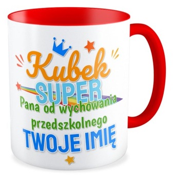 Kubek czerwony SUPER WYCHOWAWCA Twoje imię