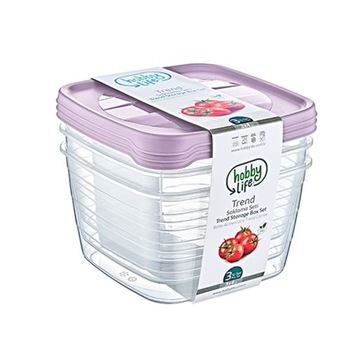 KPL. 3 POJEMNIKÓW PROSTOKĄTNYCH GŁĘBOKICH TREND BOX 4L *6057