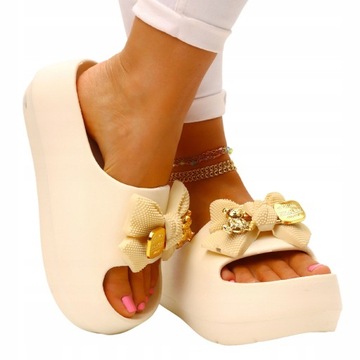 DAMSKIE KLAPKI CZARNE PIANKA KAPCIE LEKKIE WYGODNE PLATFORMA