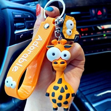 БРЕЛОК ДЛЯ КЛЮЧЕЙ СУМКИ МАШИНЫ ЖИРАФ 3D КУЛОН С ЖИВОТНЫМ ЗАБАВНЫЙ БРЕЛОК ДЛЯ КЛЮЧА
