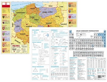PODKŁAD NA BIURKO POLSKA MAPA PIERWIASTKI GEOMETRI