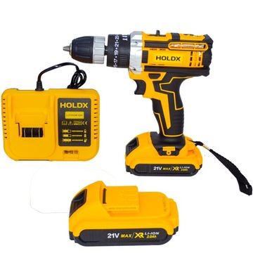 ДРЕЛЬ HOLDX, УДАРНАЯ ОТВЕРТКА, БОЛЬШОЙ НАБОР ИНСТРУМЕНТОВ, 2 АККУМУЛЯТОРНЫЕ СВЕРЛА, СВЕРЛА