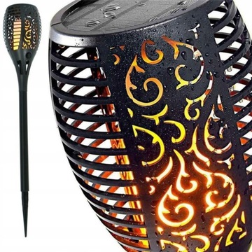 LAMPA SOLARNA POCHODNIA XXL 78 CM EFEKT PŁOMIENIA LAMPKI OGRODOWE 96LED