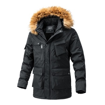 PŁASZCZ MĘSKA ZIMOWA KURTKA ZIMOWA Parka Gruba Kurtka z kapturem L-4XL