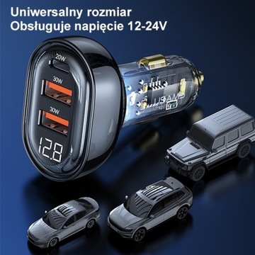 USAMS Ład. sam. 2xUSB+1xUSB-C 80W Fast Charge + kabel USB-C - USB-C BXLACC