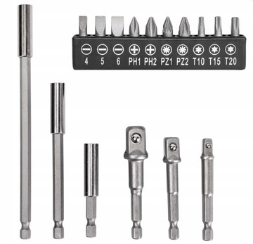 НАБОР БИТ 16шт. АДАПТЕР ДЛЯ УДЛИНИТЕЛЕЙ БИТ ДЛЯ ОТВЕРТОК ДРЕЛ