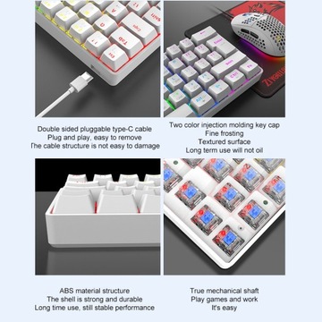МЕХАНИЧЕСКАЯ КЛАВИАТУРА 60% RGB-СВЕТОДИОДНАЯ ИГРОВАЯ Черная