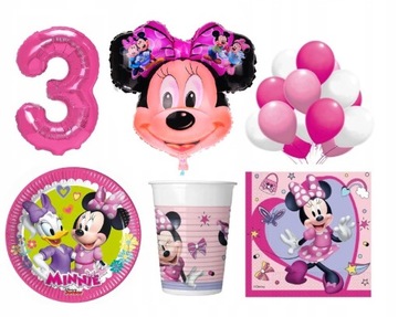Zestaw Balony Mała Myszka Minnie 3 Urodziny
