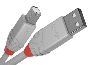 Lindy 36683 USB 2.0 A -B Серый кабель - 2M