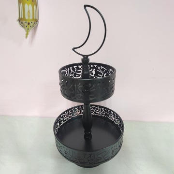 Ид Мубарак Двухэтажный Железный Поднос Контейнер Украшение Стола Черный
