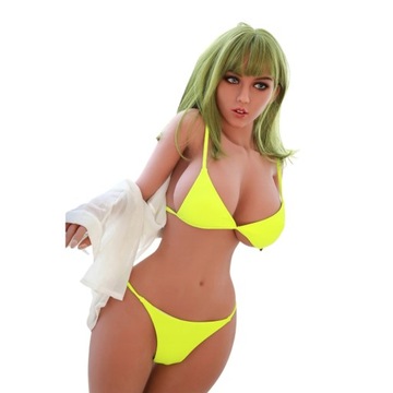 REALISTYCZNA SEX LALKA CZARNY OCZY DŁUGIE BRĄZOWE WŁOSY 165CM