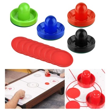4Pcs Air Hockey Pushers and 8Pcs Pucks Accessories Replacement Air 4 Colors