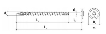 СТОЛЯРНЫЕ ВИНТЫ 8x240 TORX 25 шт. WKRĘT-MET