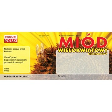 ETYKIETA na MIÓD wielokwiatowy 100szt ETYKIETY na MIÓD WIELOKWIATOWY E11