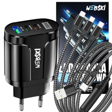 SZYBKA MOCNA ŁADOWARKA UNIWERSALNA + KABEL 6w1 microUSB USB-C 8PIN iPHONE