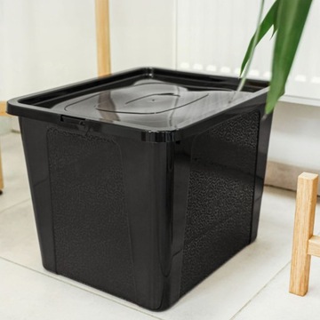 Контейнер пластиковый, 30л, коробка-органайзер, закрытый, черный, для крупных игрушек