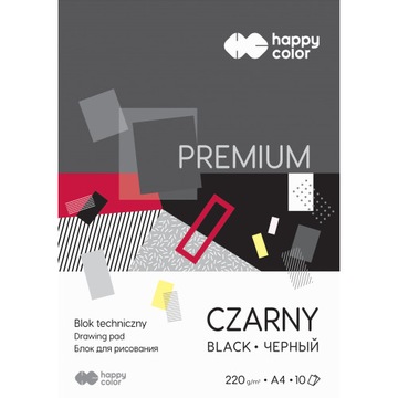 Blok techniczny A4 czarny 10 kartek HAPPY COLOR