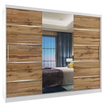 Szafa przesuwna PREMIUM z lustrem SZUFLADY 235 cm