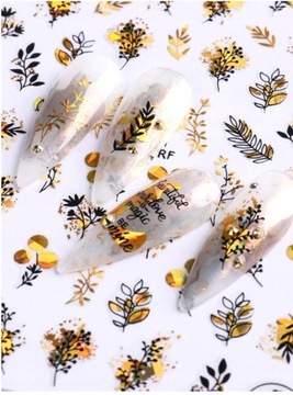 ЗОЛОТЫЕ НАКЛЕЙКИ ДЛЯ МАНИКЮРА ЛИСТЬЯ РАСТЕНИЯ Веточки CJ-011