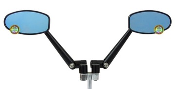 Lusterka Motocyklowe CNC Eliptyczne Uniwersalne Czarne + Śruby M8 M10