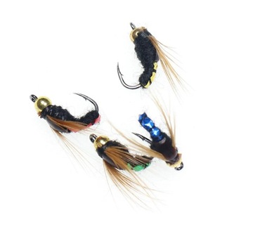 Sztuczne muchy #10 Amber Caddis Pupa set 4szt /093