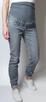 H&M MAMA Skinny Jeans Spodnie dżinsy ciążowe z panelem ciążowym szare 40 L