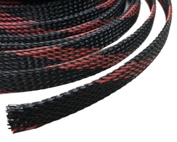 Oplot poliestrowy 10mm/20mm czarno-czerwony -1m