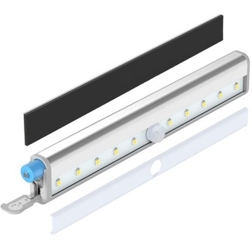 БЕСПРОВОДНАЯ ЛАМПА ПОД ШКАФОМ 10 СВЕТОДИОДОВ С PIR ДАТЧИКОМ ДВИЖЕНИЯ НОЧНОЙ МАГНИТ