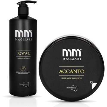 ZESTAW MAGMARI Szampon ROYAL keratynowy 1L + Maska ACCANTO Keratyna 100ml