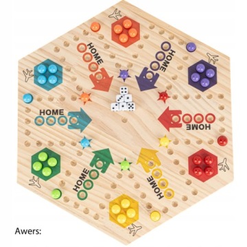 Класична Гра Ludo Лудо Сімейна Двостороння Дерев'яна Для 2-6 Гравців