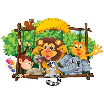 NAKLEJKA na Ścianę dla DZIECI ZOO SAFARI 60x120